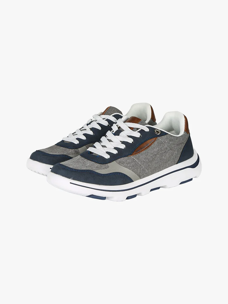 Sneakers stringate da uomo in tessuto - blu scuro