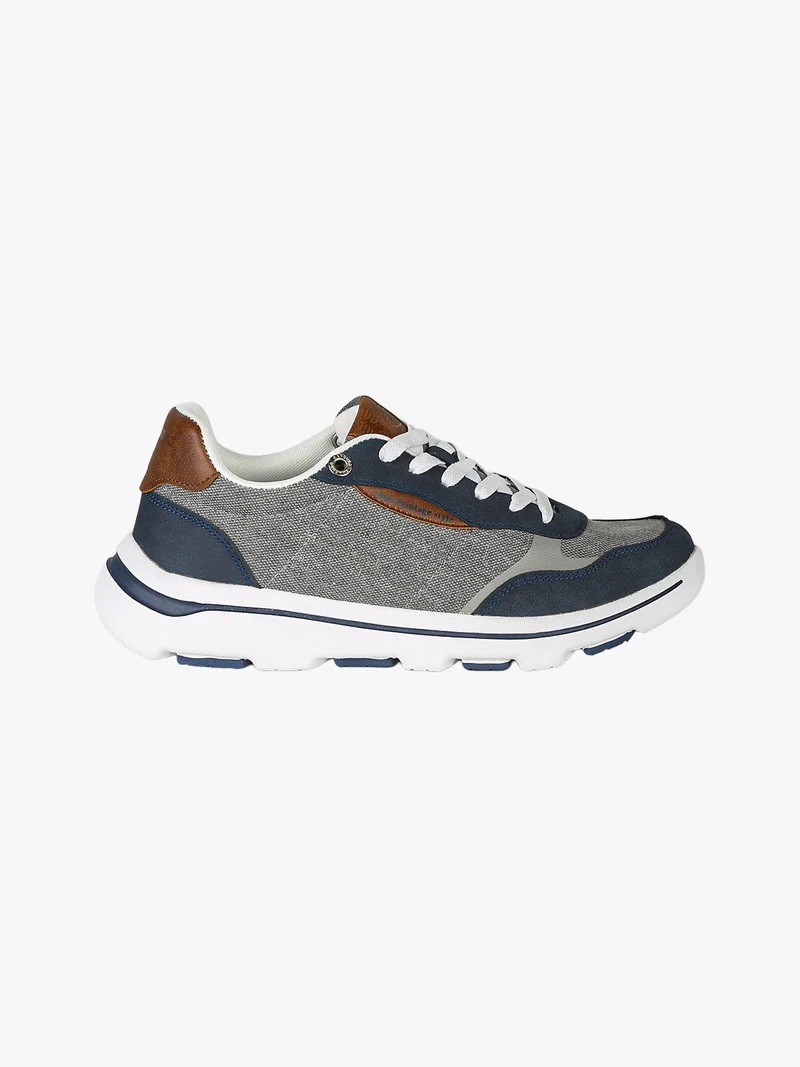 Sneakers stringate da uomo in tessuto - blu scuro