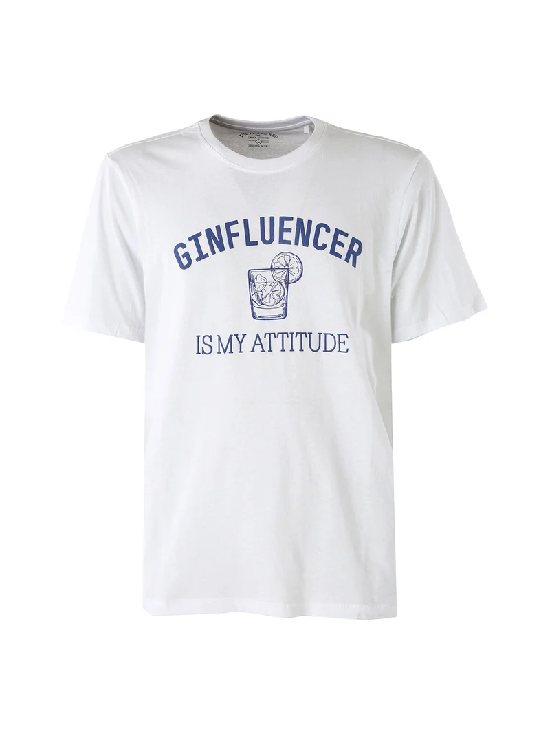 T-shirt da uomo in cotone con stampa divertente - bianco