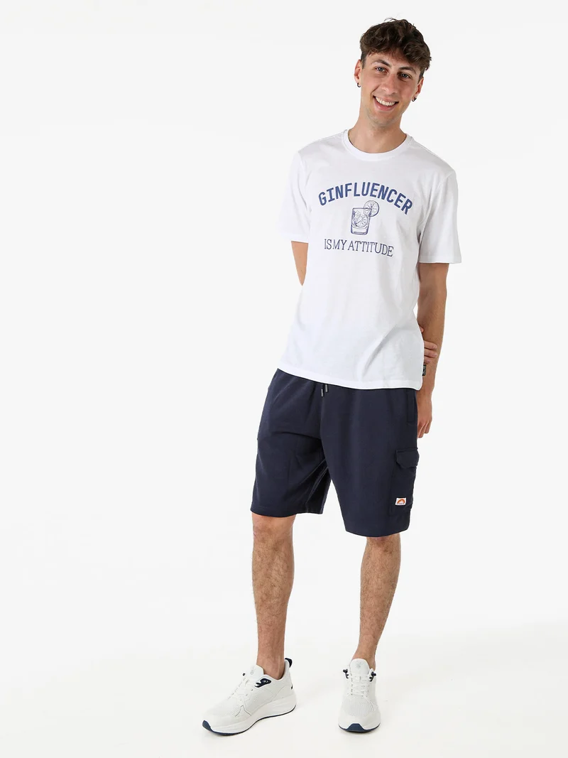 T-shirt da uomo in cotone con stampa divertente - bianco