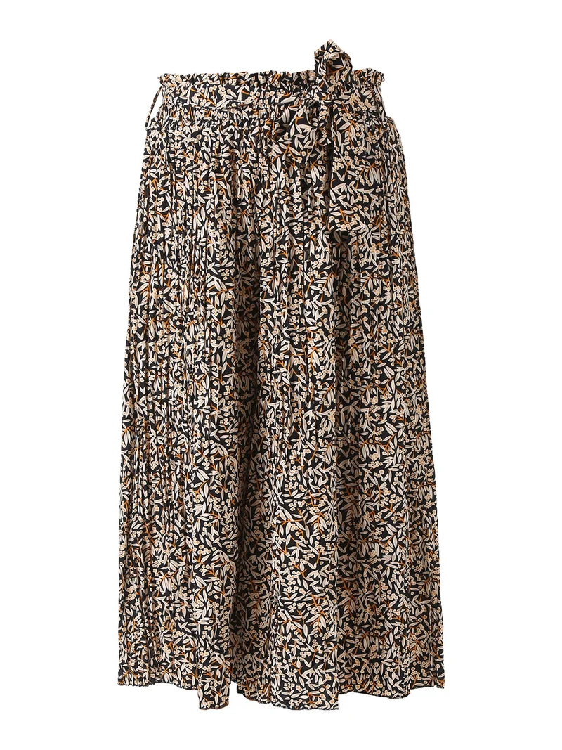 Pantaloni donna culotte con stampa floreale - nero