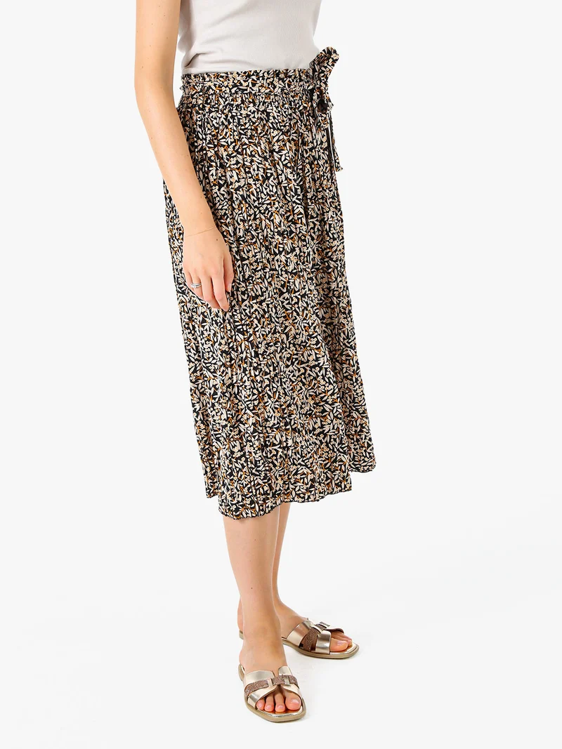 Pantaloni donna culotte con stampa floreale - nero