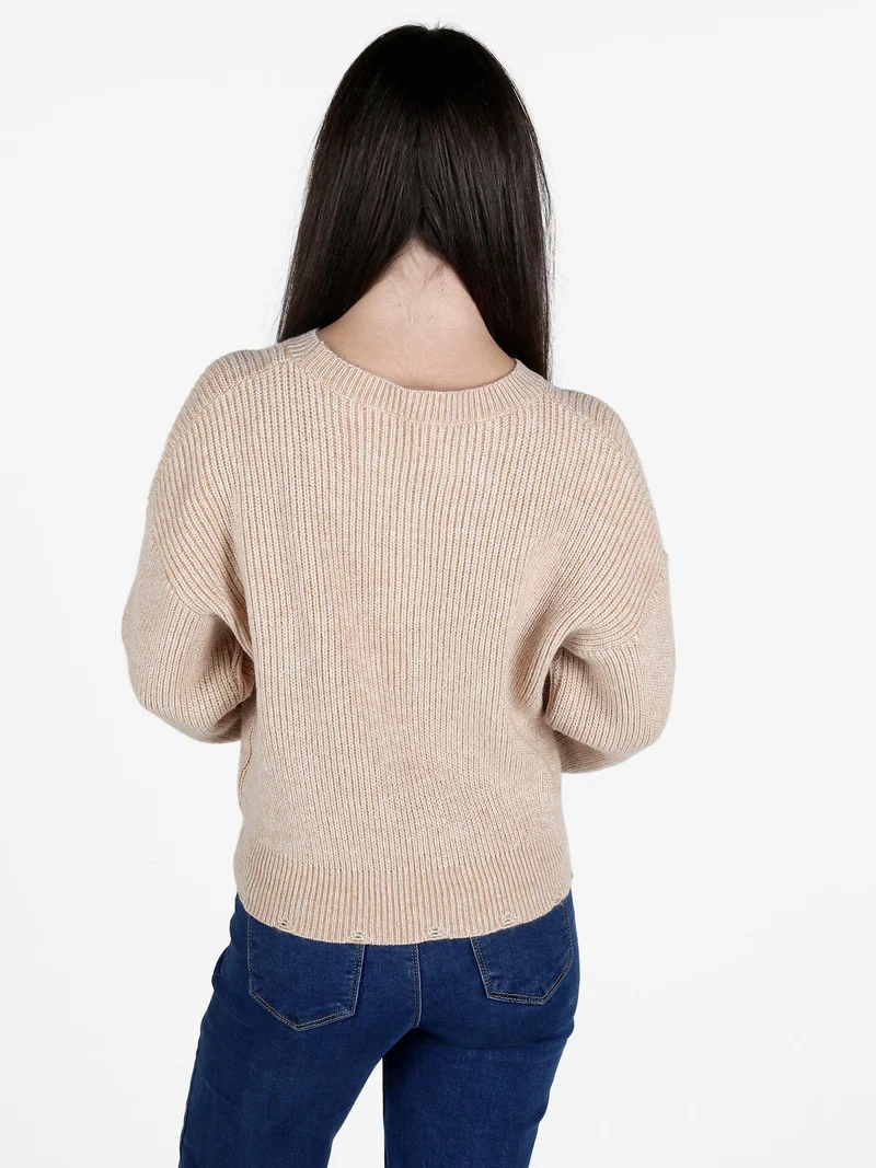 Maglione donna con stella - cammello