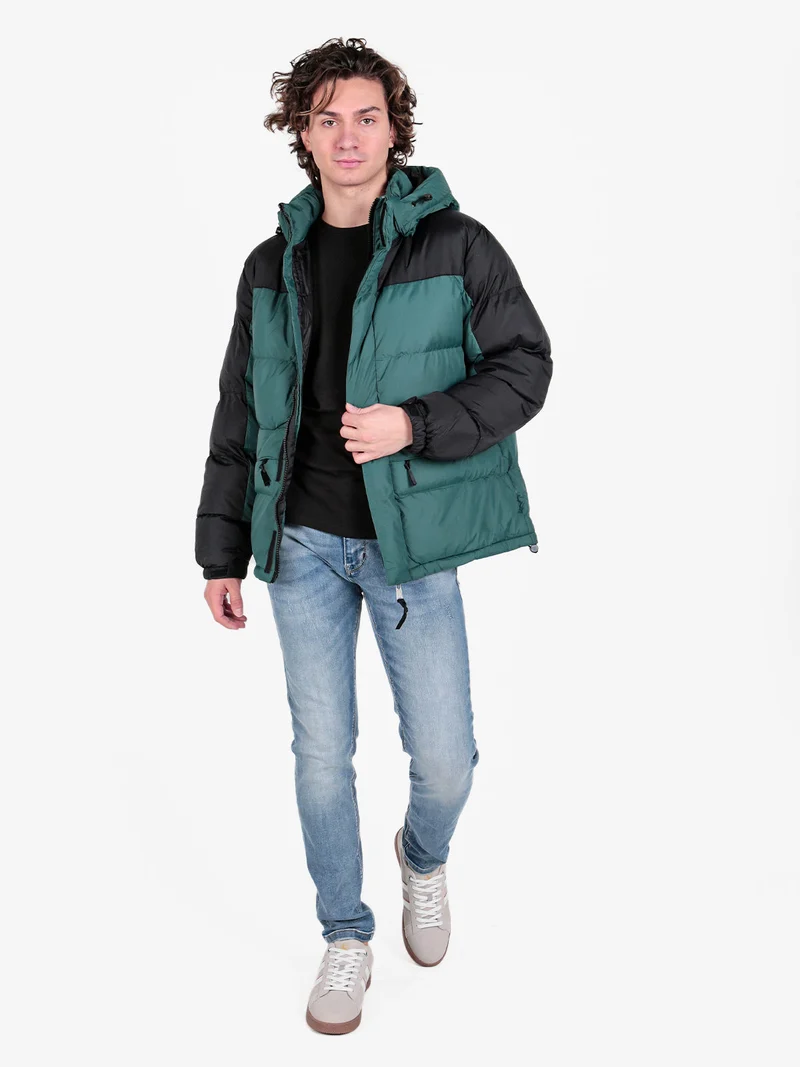 Giubbotto da uomo bicolore con cappuccio - verde