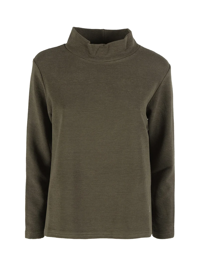 Maglia donna a maniche lunghe accollata - militare