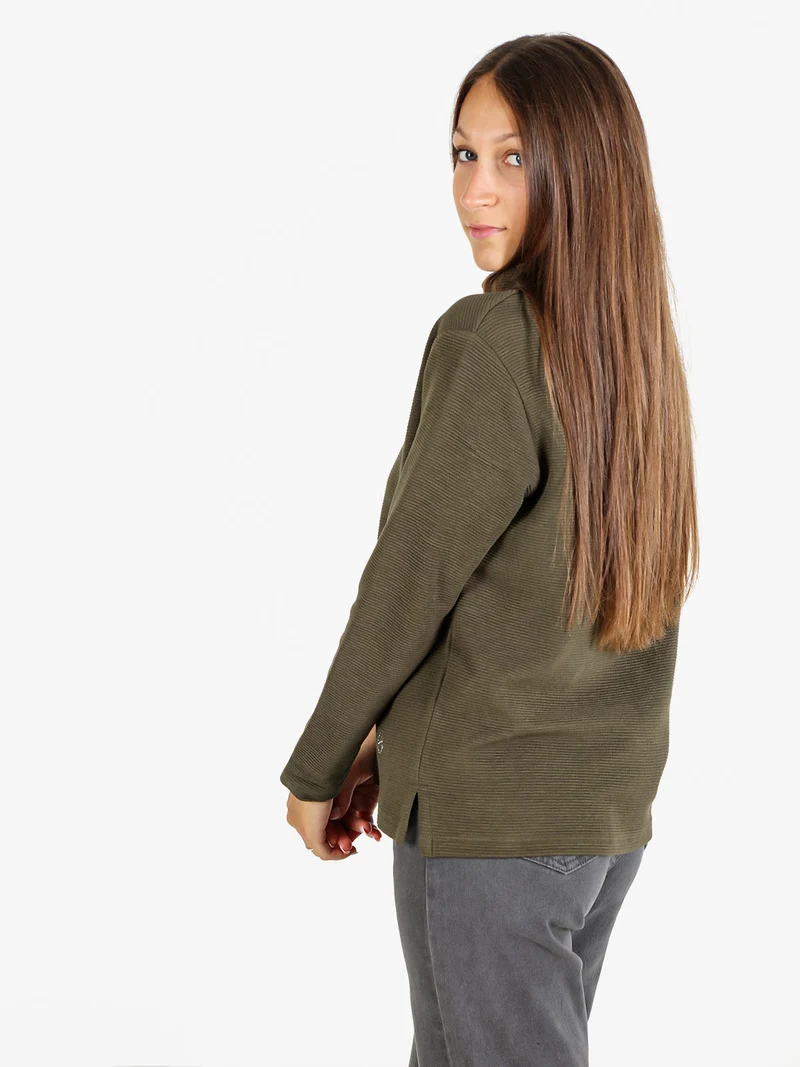Maglia donna a maniche lunghe accollata - militare