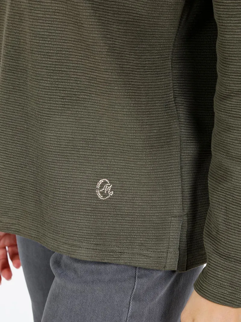 Maglia donna a maniche lunghe accollata - militare