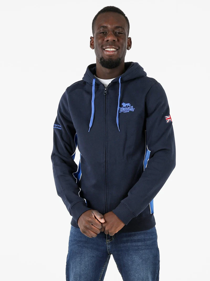 Felpa sportiva da uomo con cappuccio e zip - blu scuro