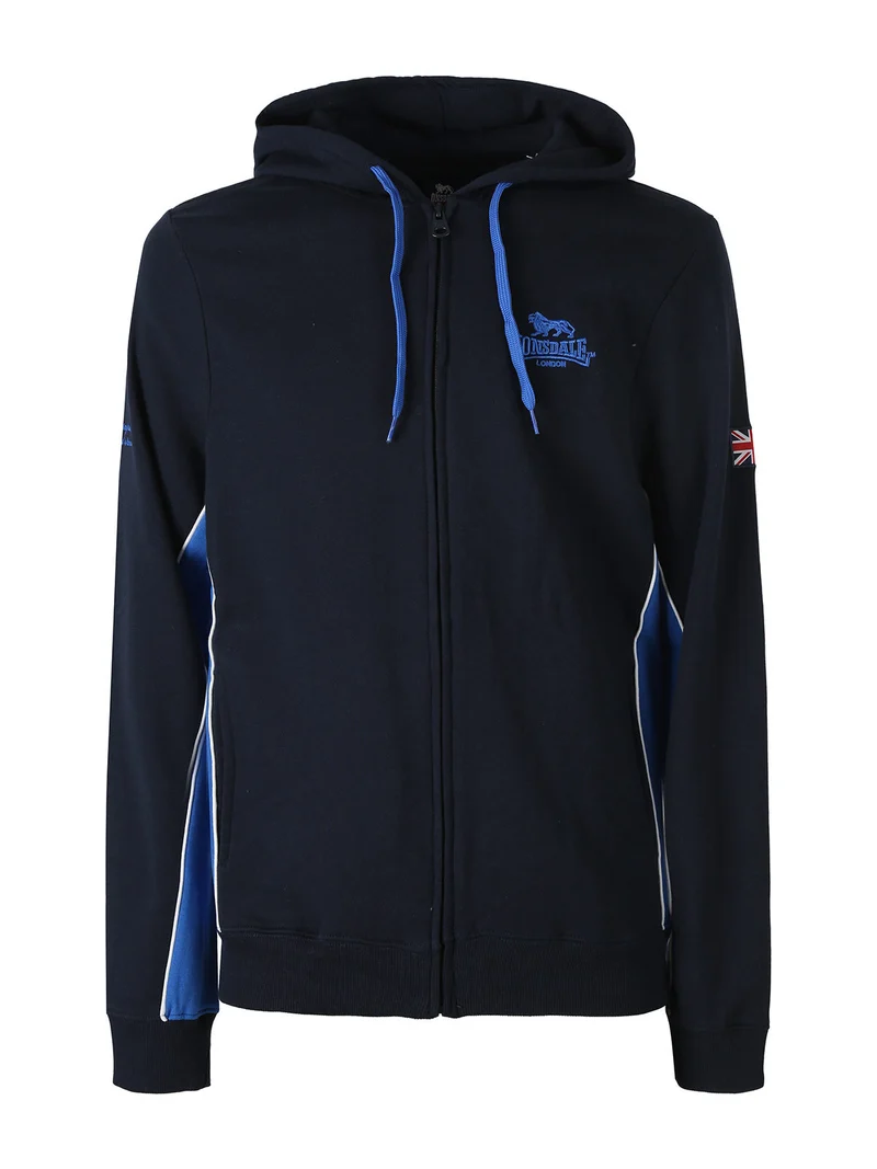 Felpa sportiva da uomo con cappuccio e zip - blu scuro