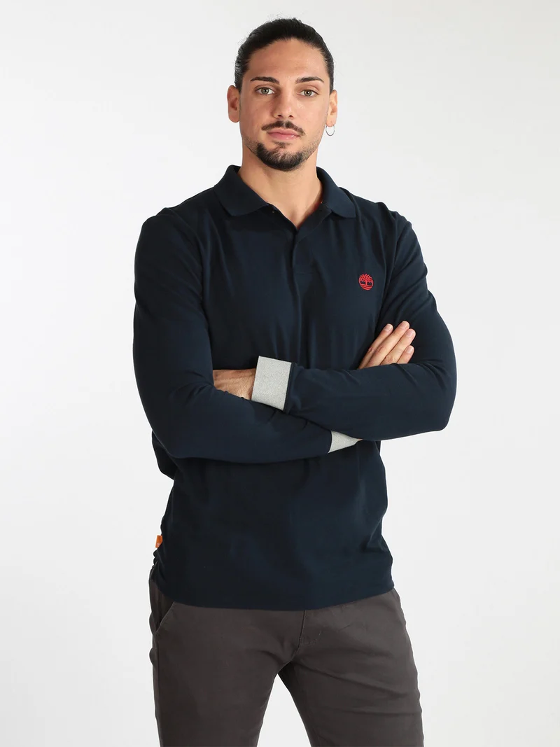 Polo da uomo manica lunga - blu scuro