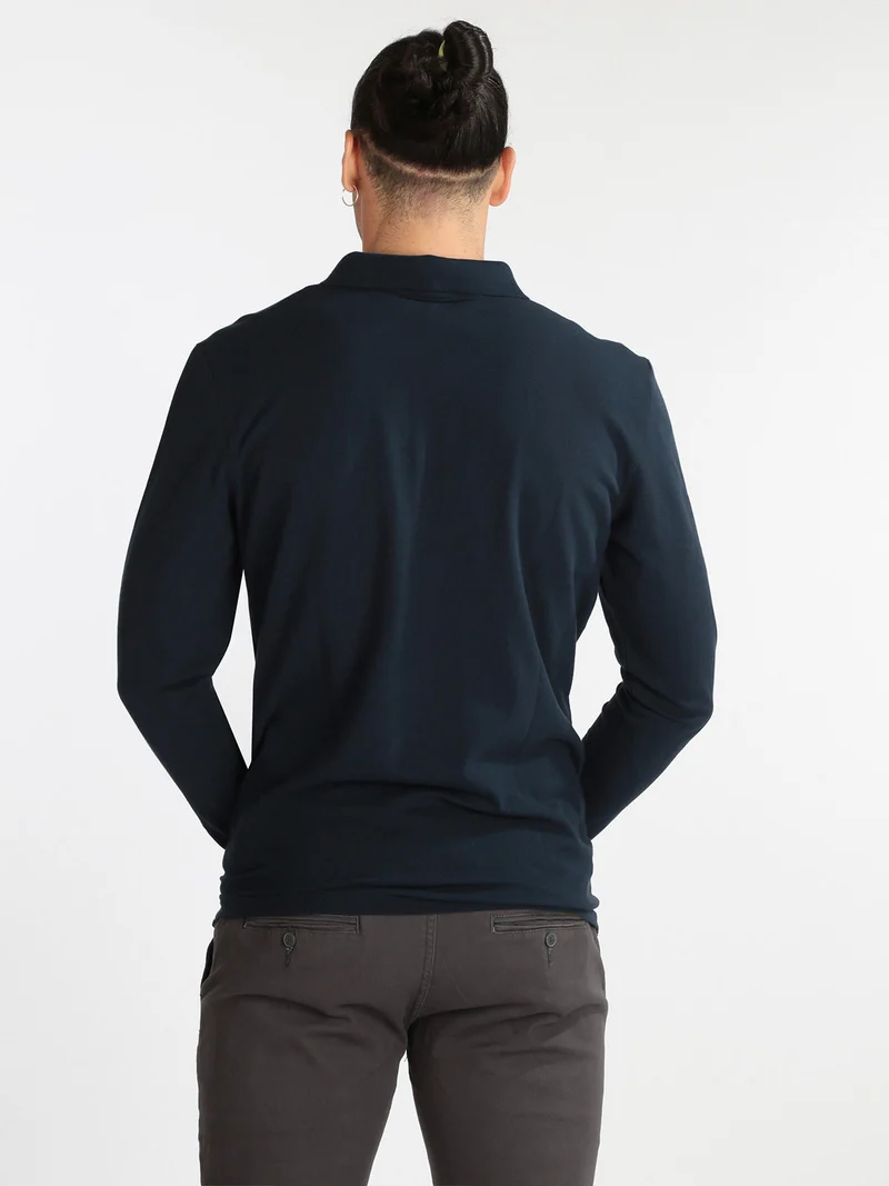 Polo da uomo manica lunga - blu scuro