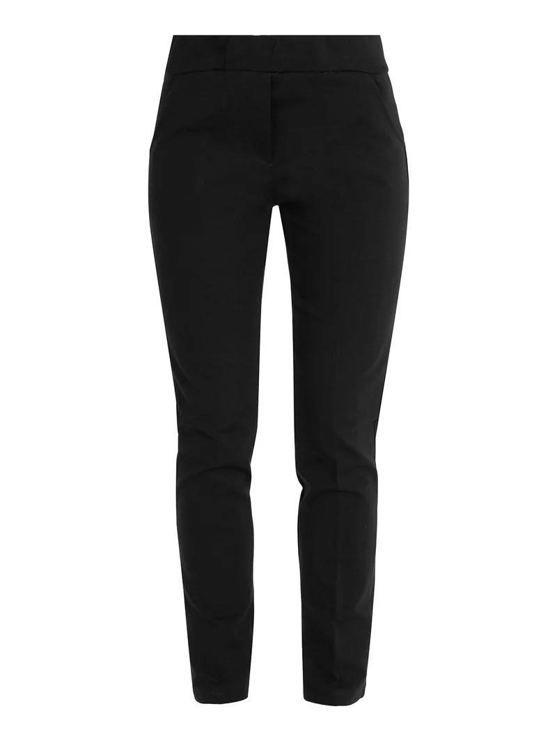 Pantaloni donna a sigaretta con elastico in vita - nero