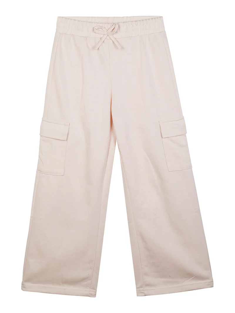 Pantaloni da bambina a gamba larga con tasconi - beige