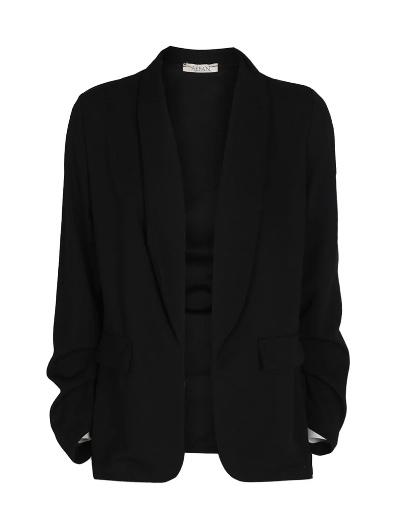 Blazer donna tinta unita senza chiusura - nero