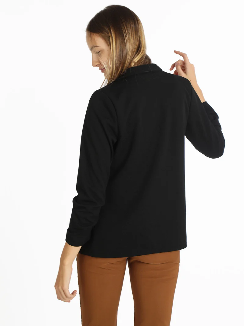Blazer donna tinta unita senza chiusura - nero