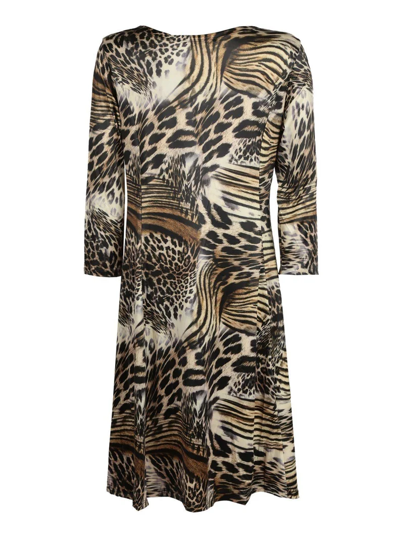 Vestito leopardato manica a 3/4 - giallo