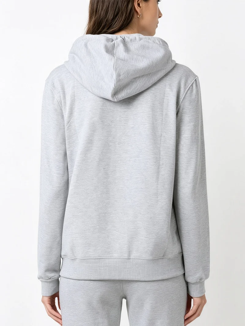 Felpa da donna con cappuccio e zip intera - grigio