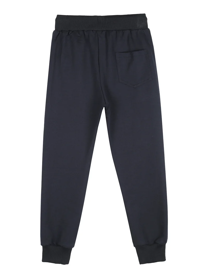 Pantaloni tuta da bambino con polsini e coulisse - blu scuro