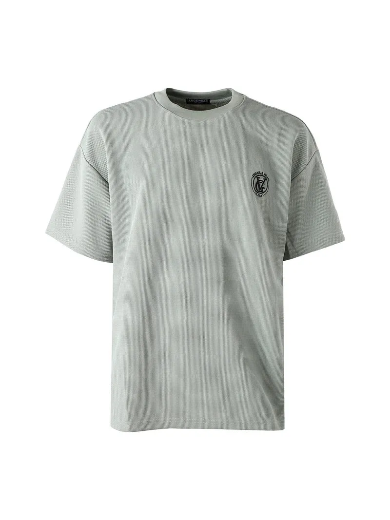 T-shirt girocollo da uomo a nido d'ape - acqua marina