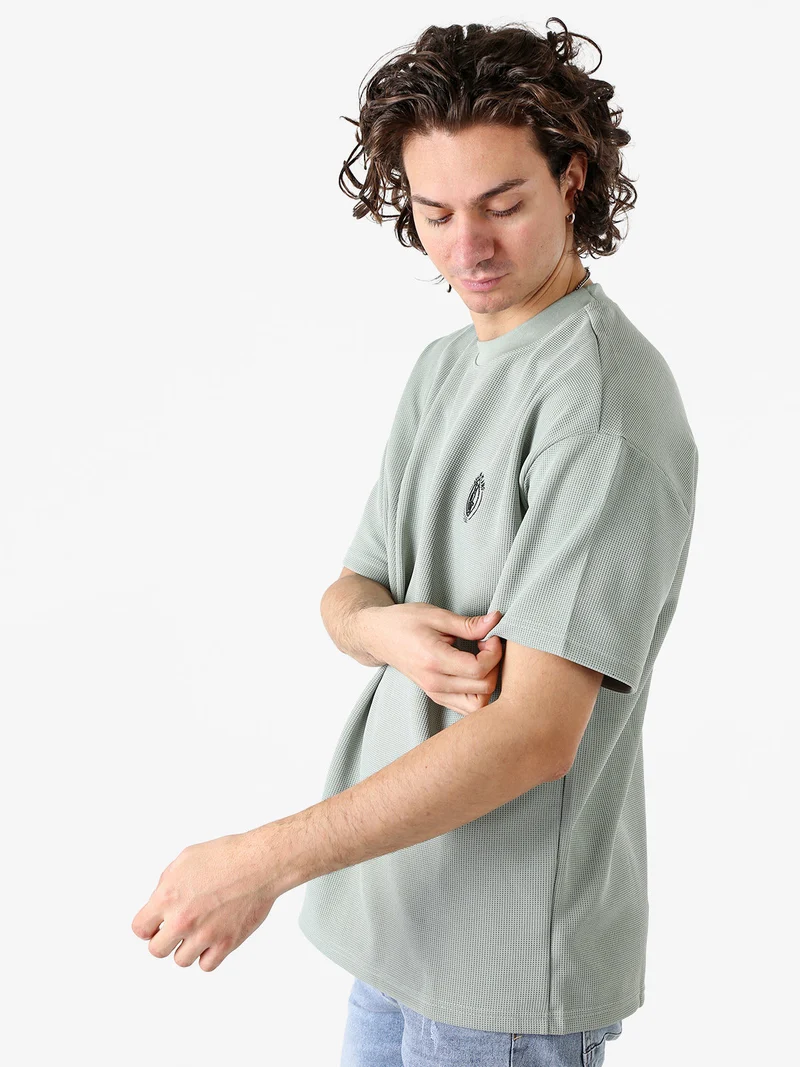 T-shirt girocollo da uomo a nido d'ape - acqua marina