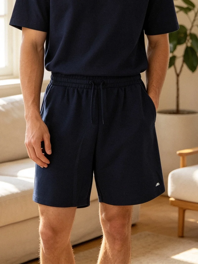 Bermuda da uomo con coulisse - blu scuro