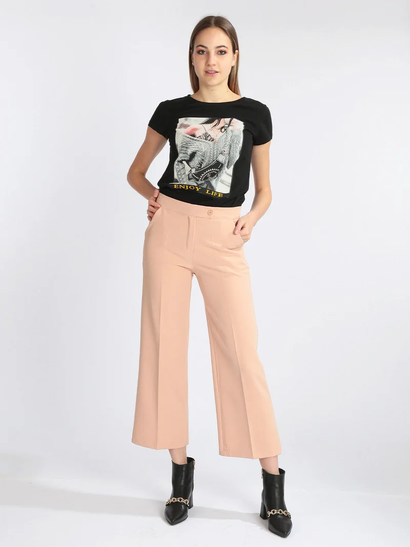 Pantaloni cropped da donna - rosa