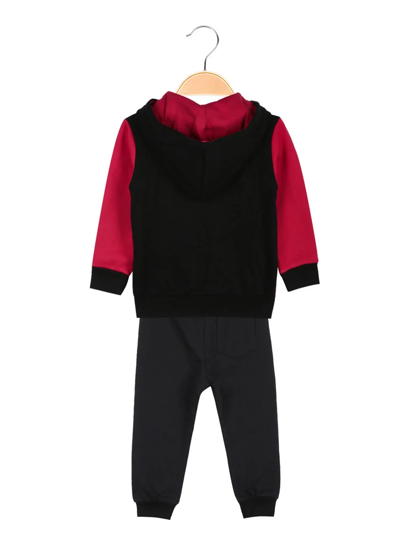 Completo felpa con cappuccio e pantaloni da neonato - rosso