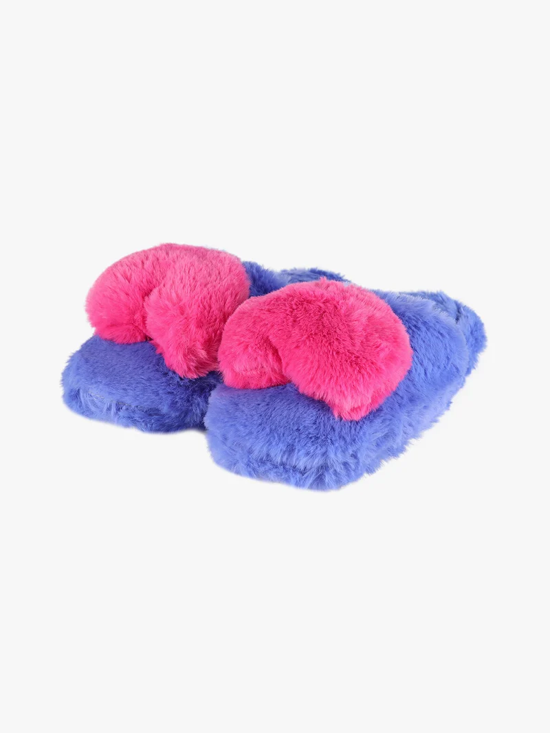 Pantofole donna in ecopelo con cuore applicato - blu