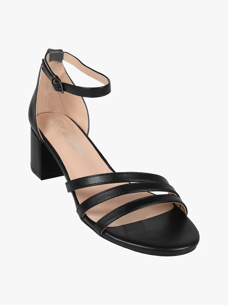 Sandali donna tacco basso con tallone coperto - nero