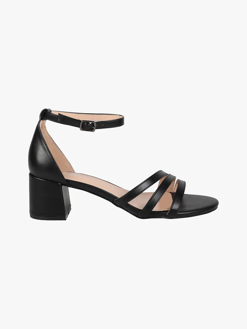 Sandali donna tacco basso con tallone coperto - nero