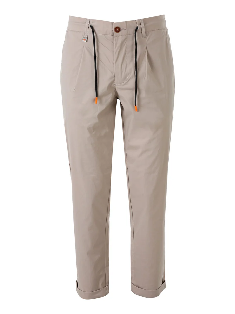 Pantaloni da uomo in cotone tecnico con coulisse - sabbia