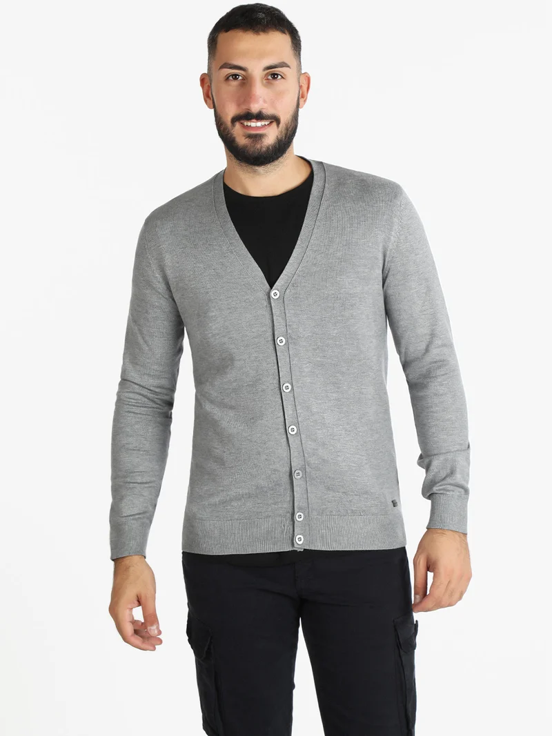 Cardigan uomo in maglia con bottoni - grigio