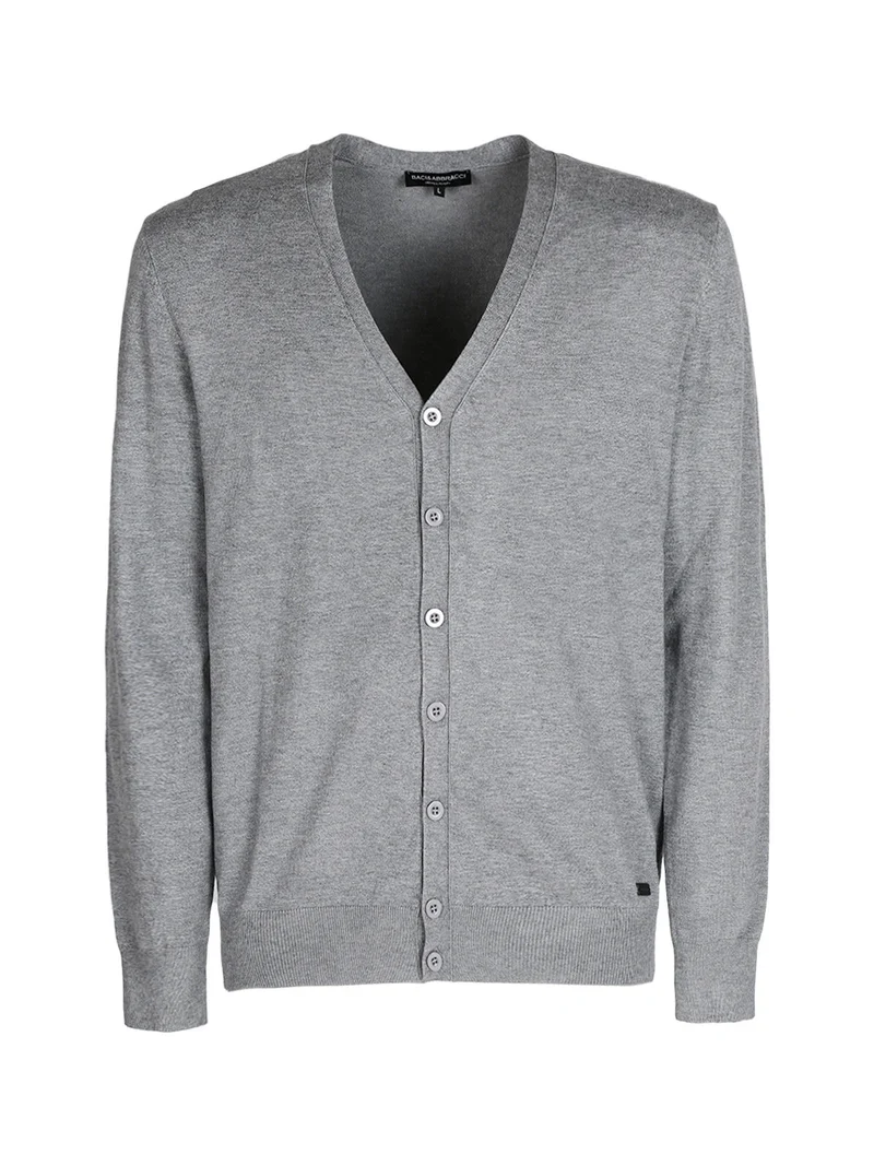Cardigan uomo in maglia con bottoni - grigio