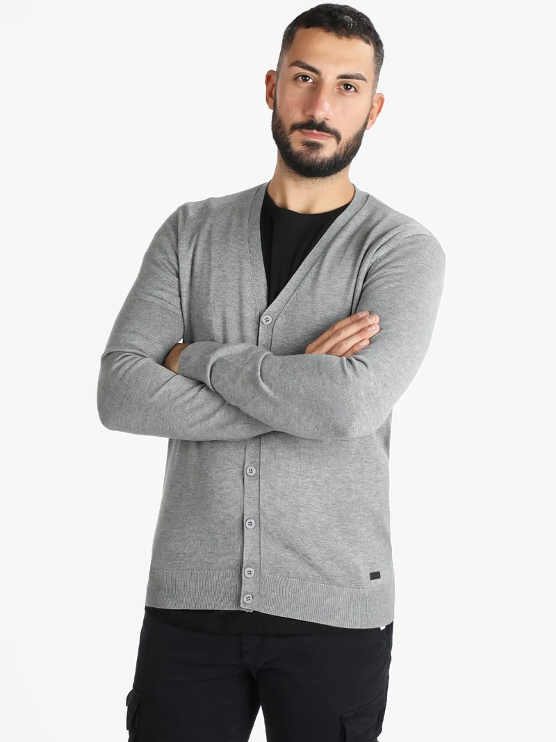 Cardigan uomo in maglia con bottoni - grigio