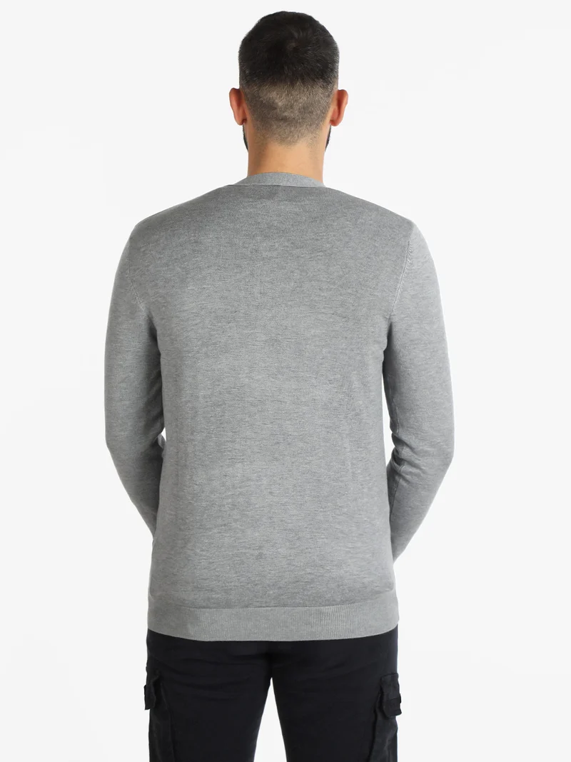 Cardigan uomo in maglia con bottoni - grigio