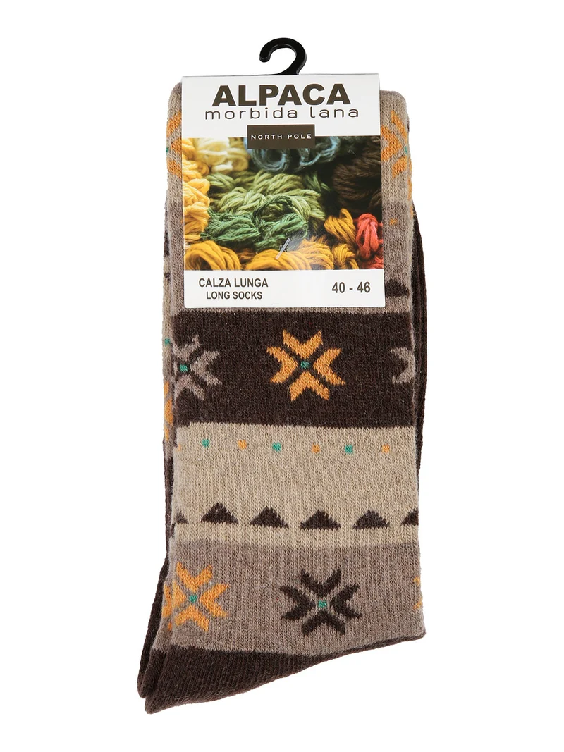 Calze lunghe da uomo in misto lana alpaca - marrone