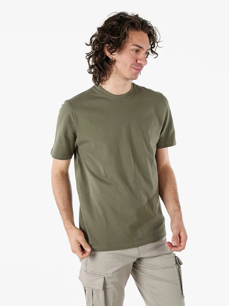 T-shirt girocollo da uomo in cotone - militare