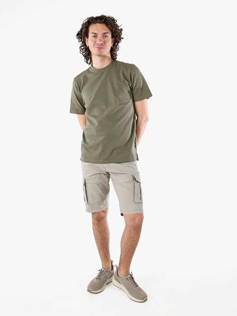 T-shirt girocollo da uomo in cotone - militare