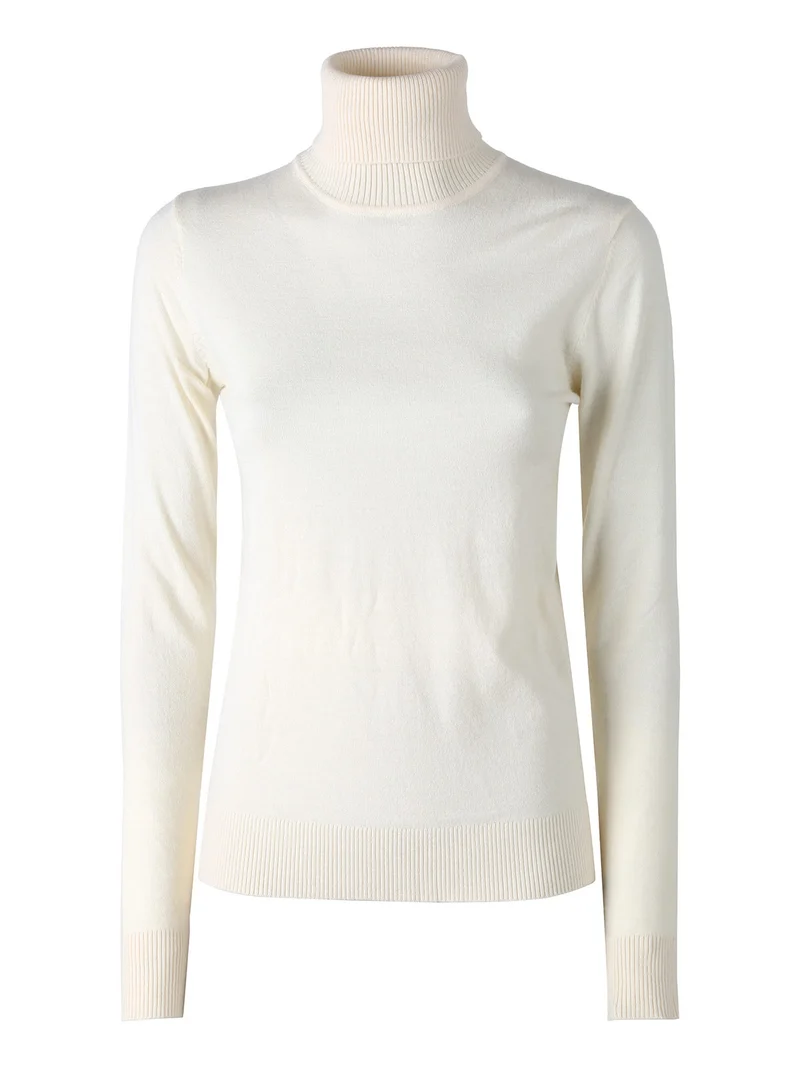 Maglia dolcevita donna in tinta unita - panna