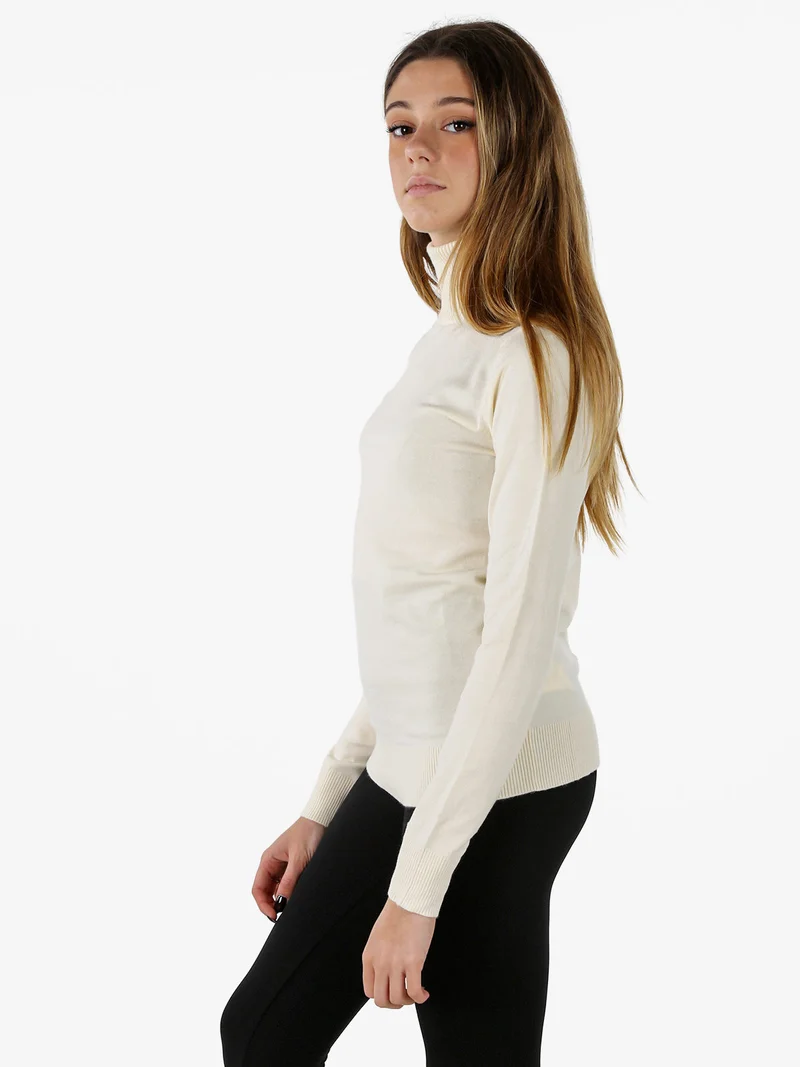 Maglia dolcevita donna in tinta unita - panna