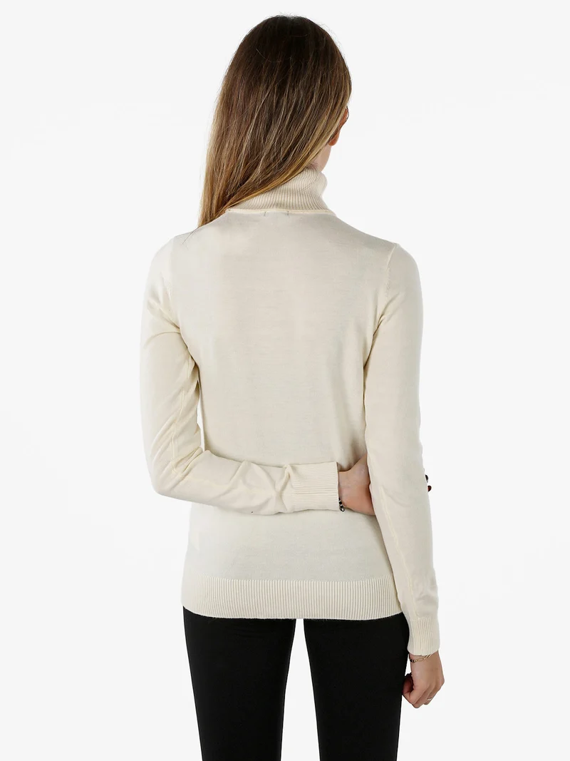 Maglia dolcevita donna in tinta unita - panna