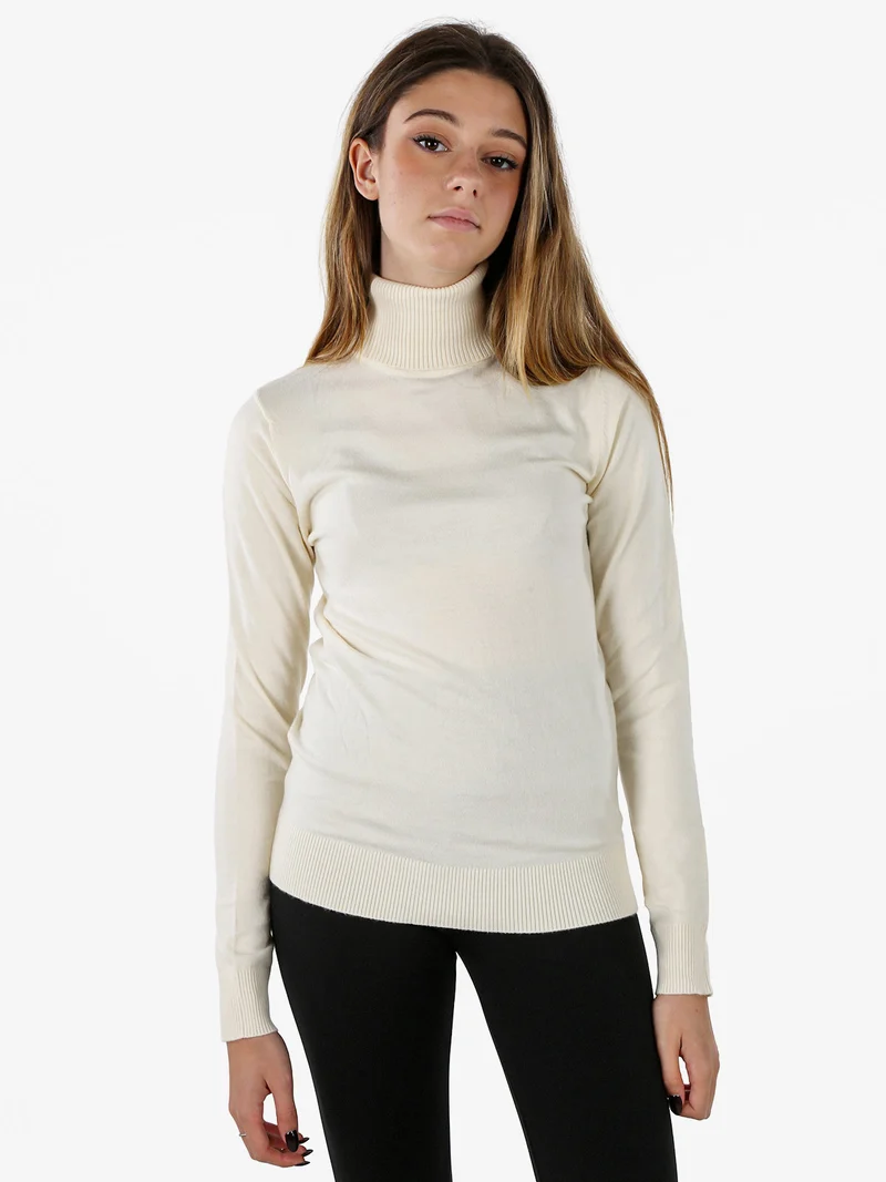 Maglia dolcevita donna in tinta unita - panna