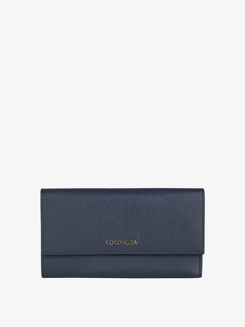 Portafoglio in pelle da donna maxi - blu scuro