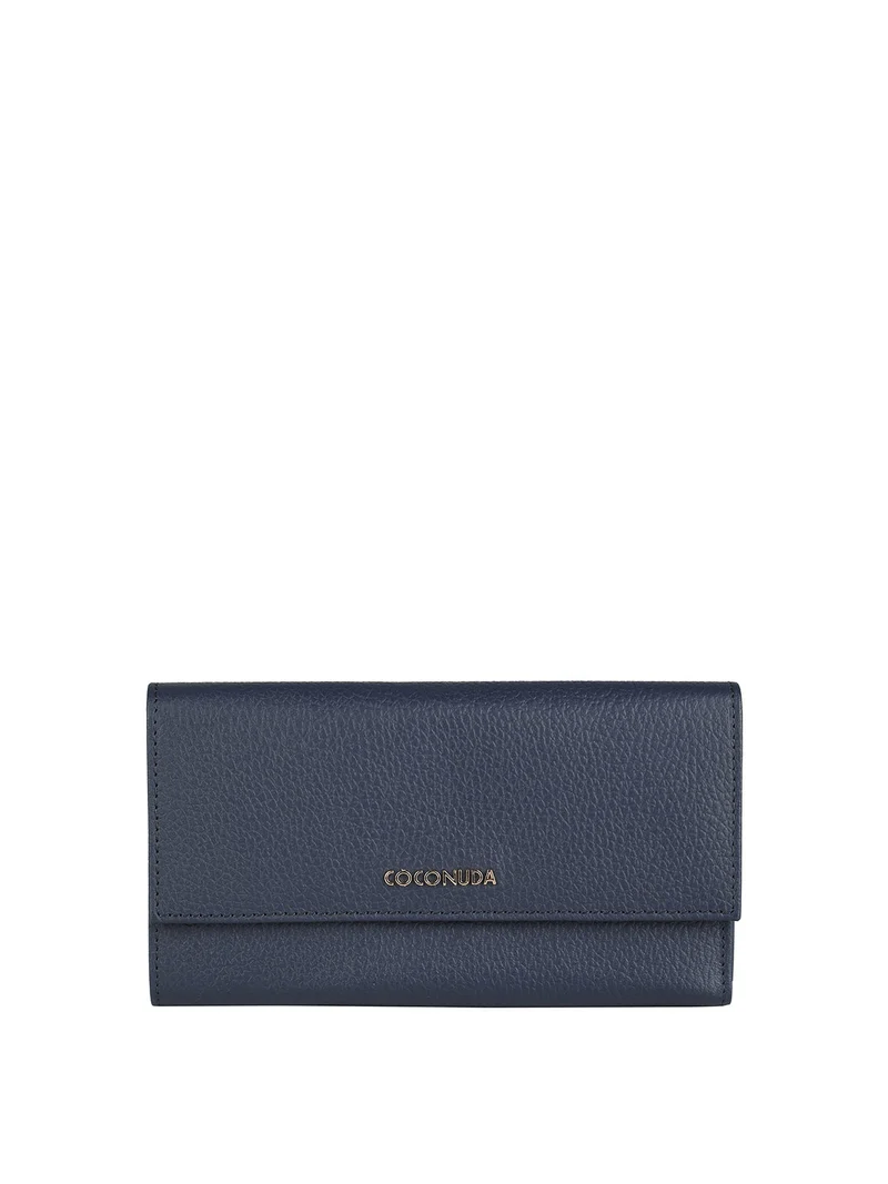 Portafoglio in pelle da donna maxi - blu scuro