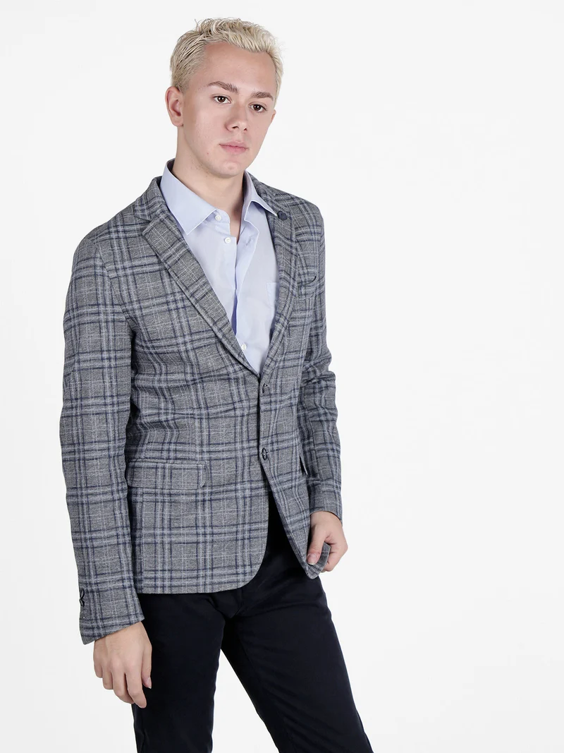 Blazer classico da uomo a quadri - blu