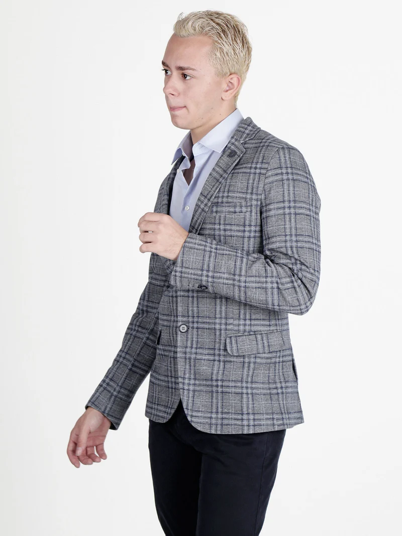 Blazer classico da uomo a quadri - blu