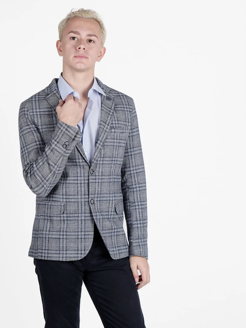 Blazer classico da uomo a quadri - blu