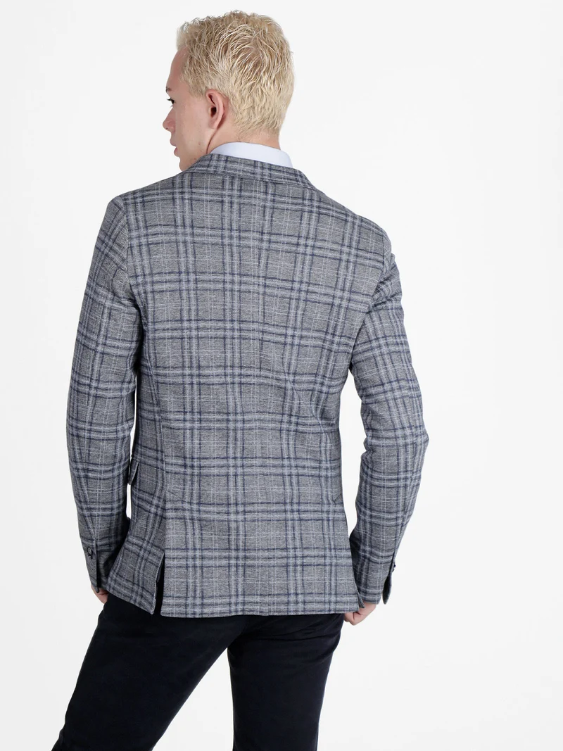 Blazer classico da uomo a quadri - blu