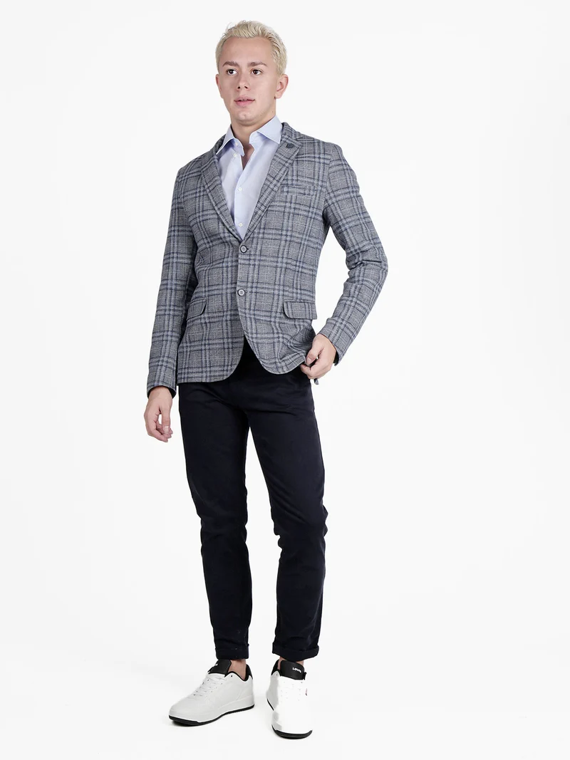 Blazer classico da uomo a quadri - blu
