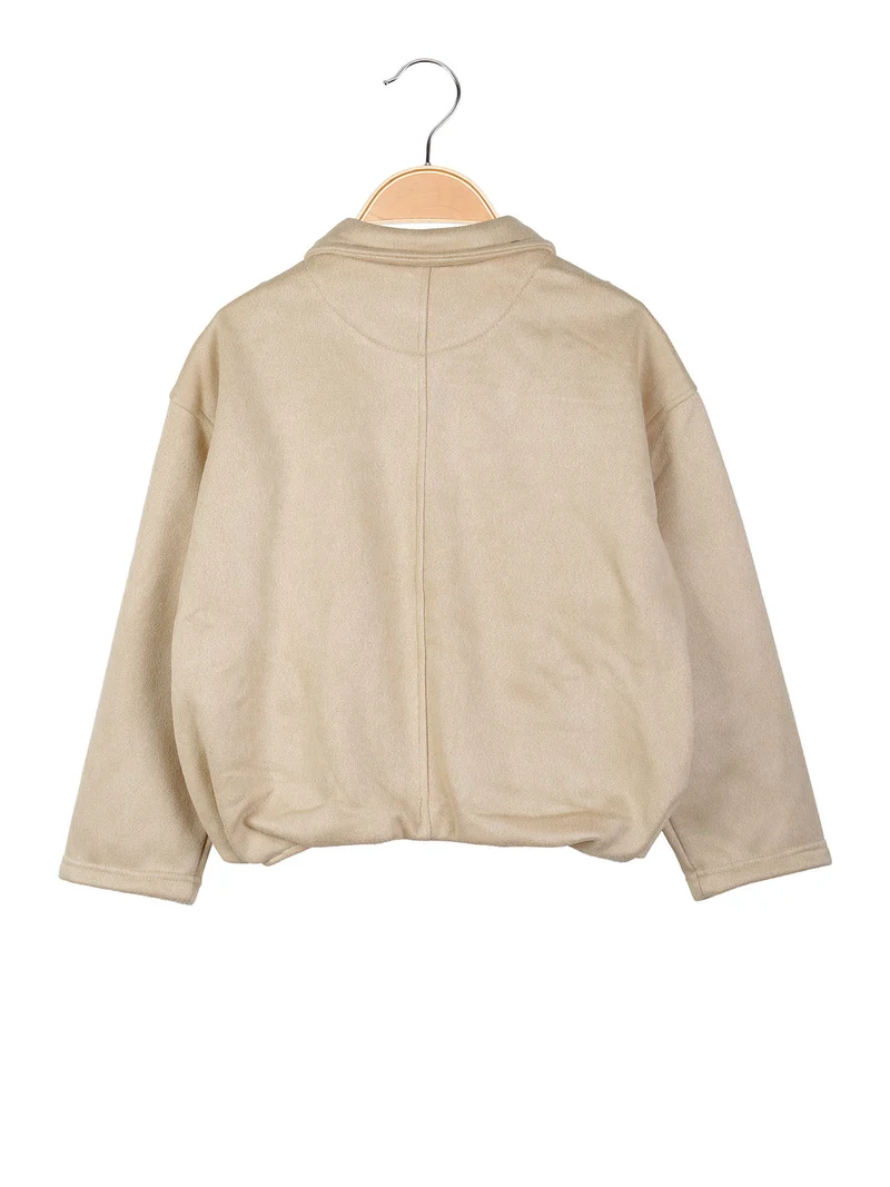 Giacca scamosciata da bambina con zip - beige